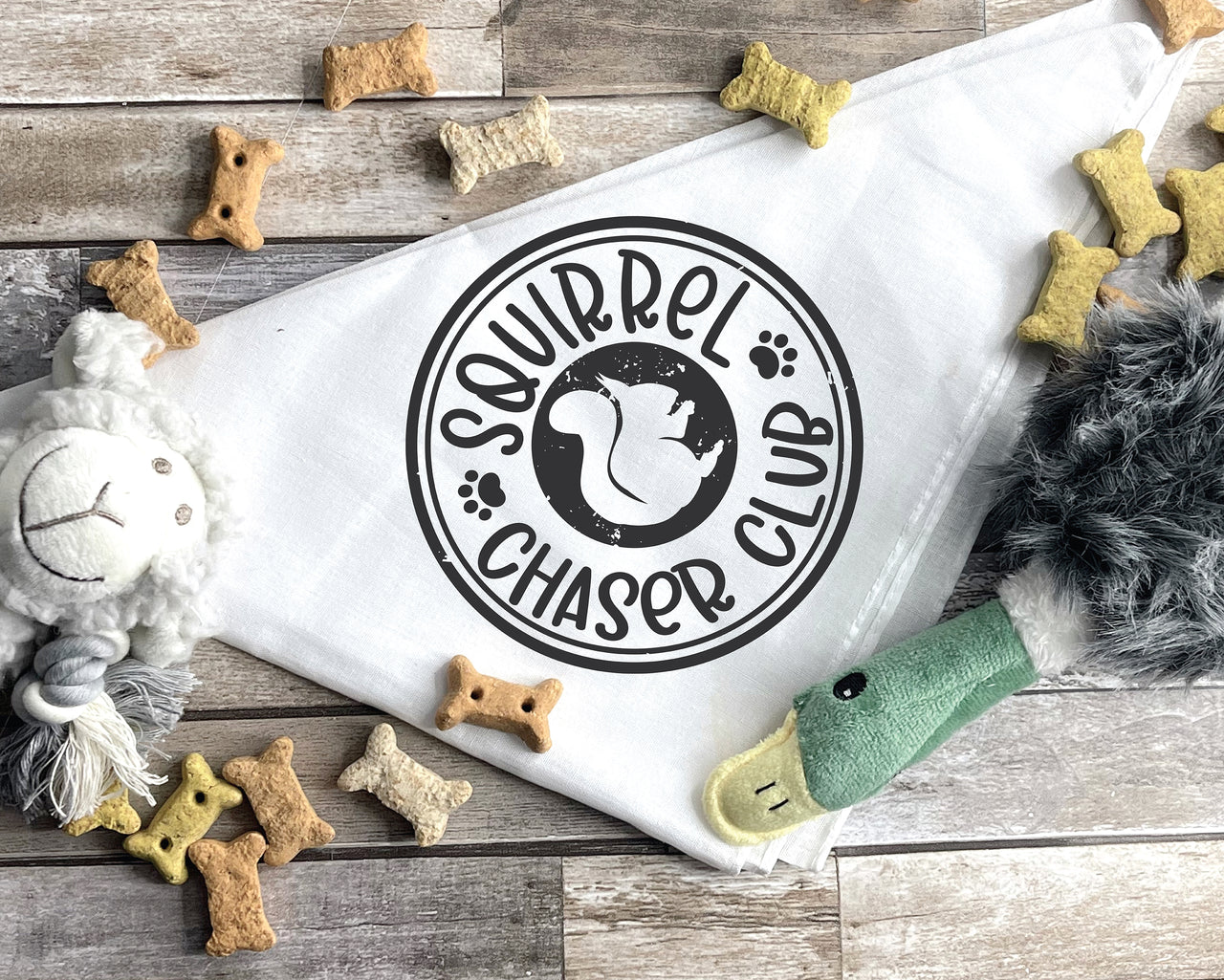 Squirrel Chaser Club Dog Bandana SVG