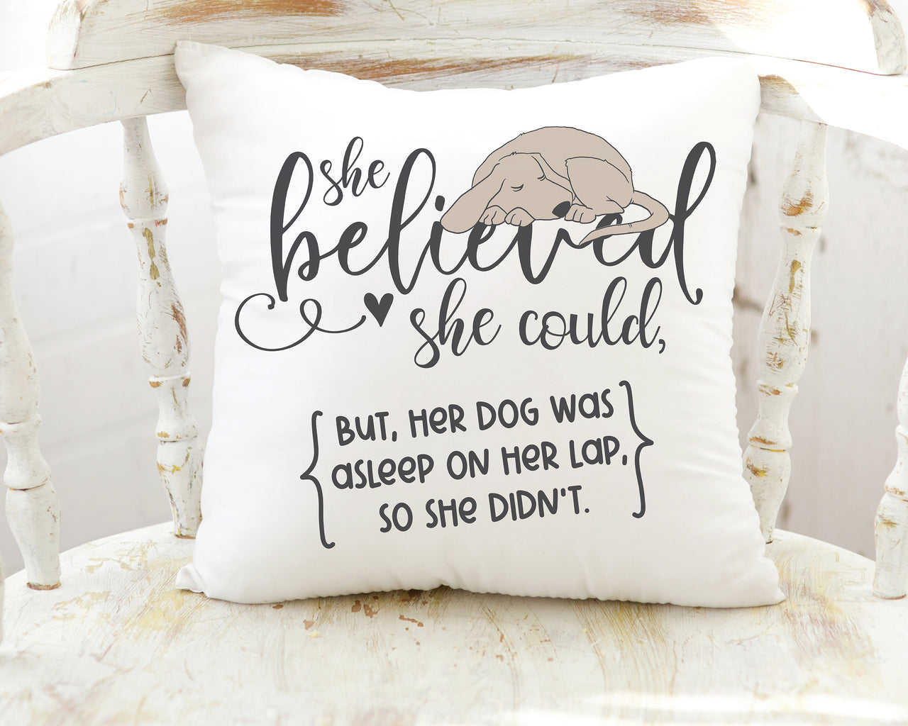 She Believed She Could, But Her Dog Was Asleep On Her Lap SVG