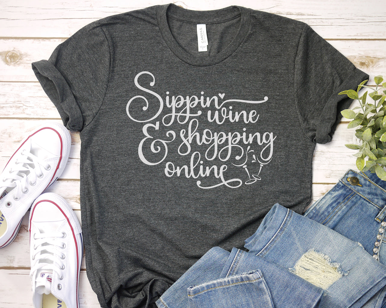 Sippin' Wine And Shopping Online SVG