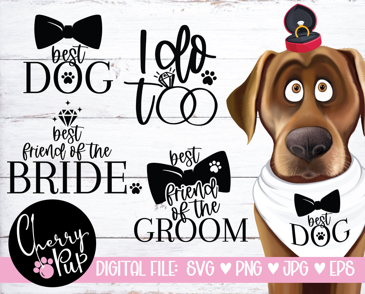 Wedding Dog Bandana Bundle SVG