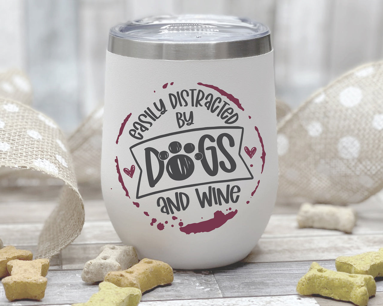 Easily Distracted By Dogs And Wine SVG