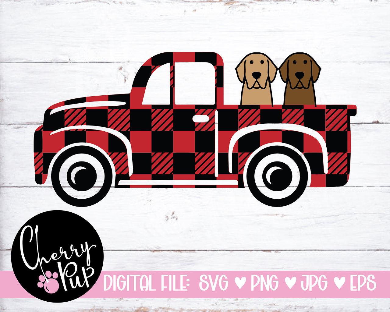 Vintage Buffalo Plaid Truck With Dogs SVG
