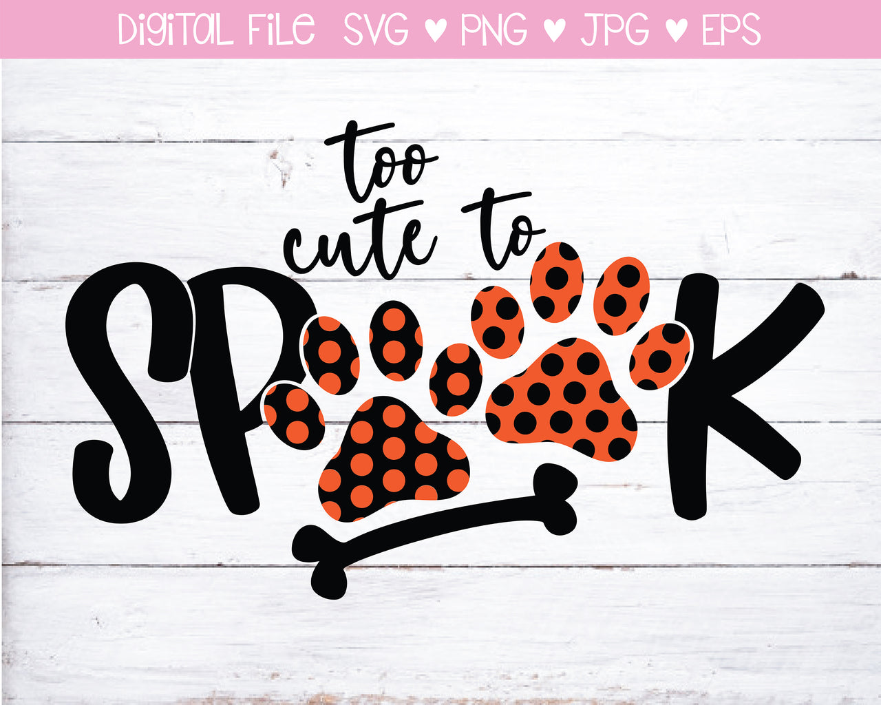 Too Cute To Spook Dog Bandana SVG