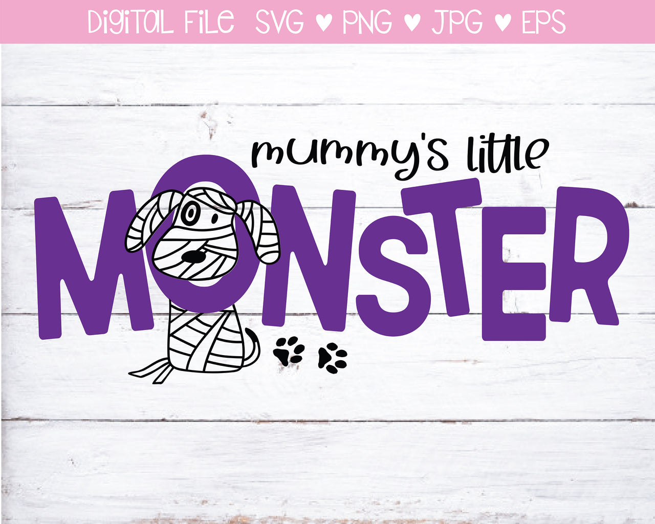 Mummy's Little Monster Dog Bandana SVG