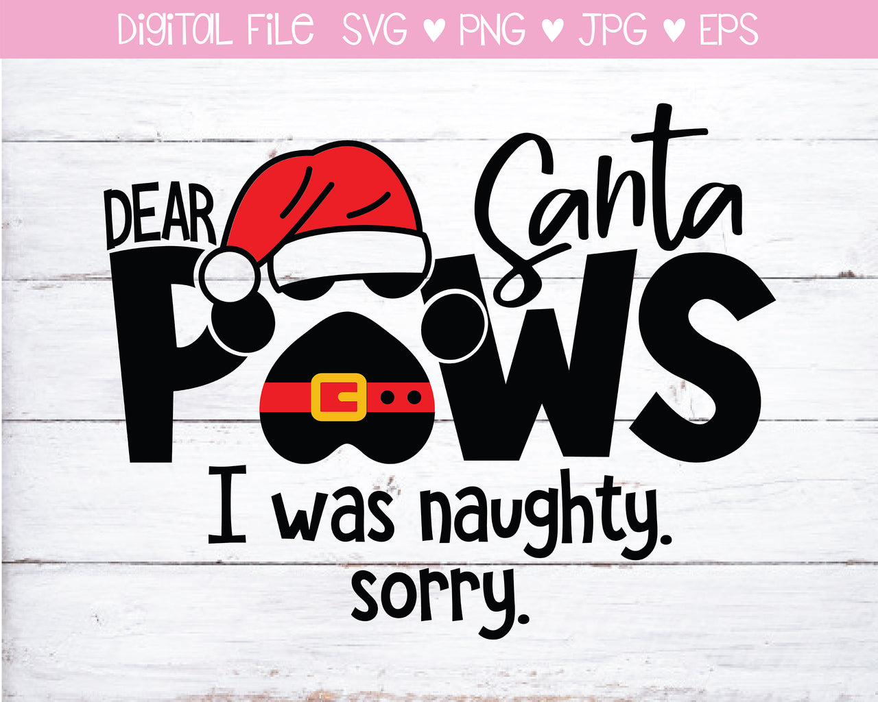 I Was Naughty Santa Dog Bandana SVG