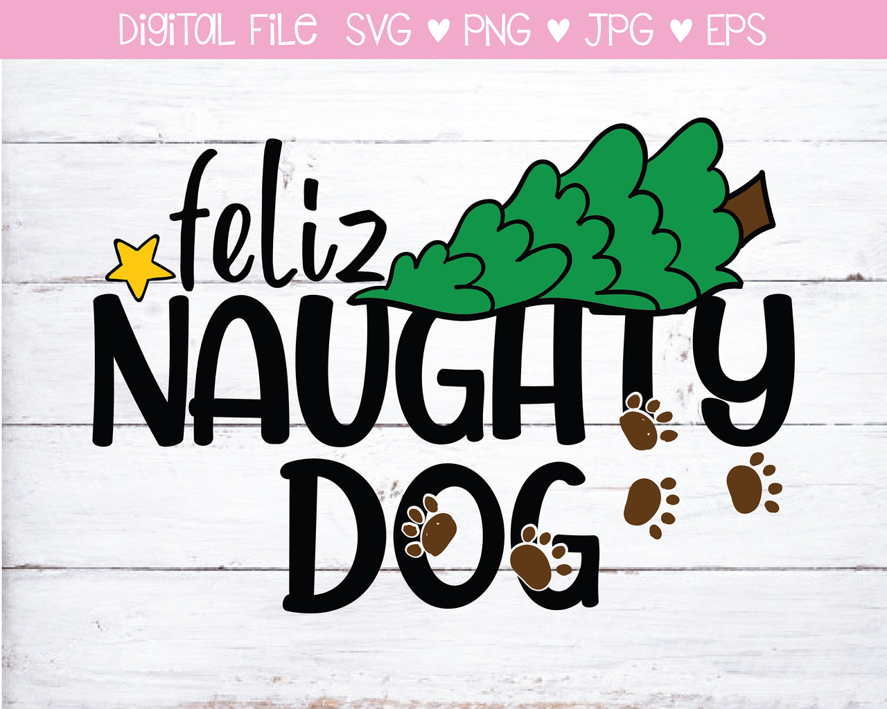 Feliz Naughty Naughty Dog Bandana SVG