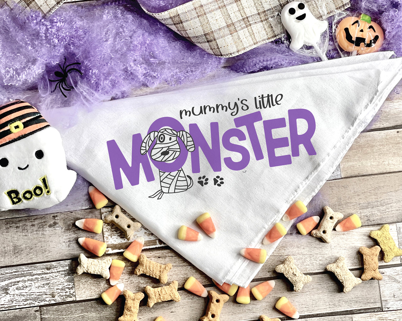 Mummy's Little Monster Dog Bandana SVG