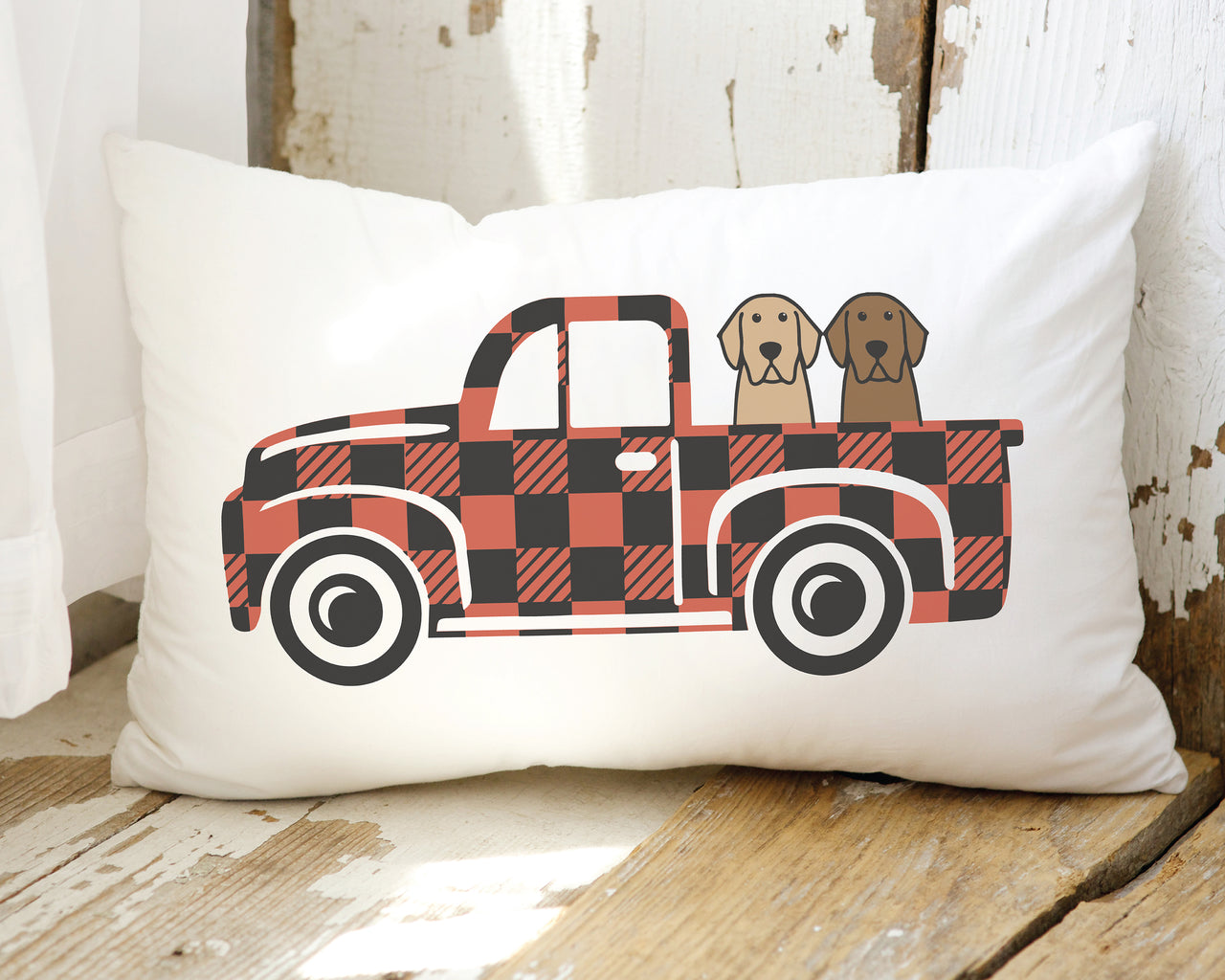 Vintage Buffalo Plaid Truck With Dogs SVG