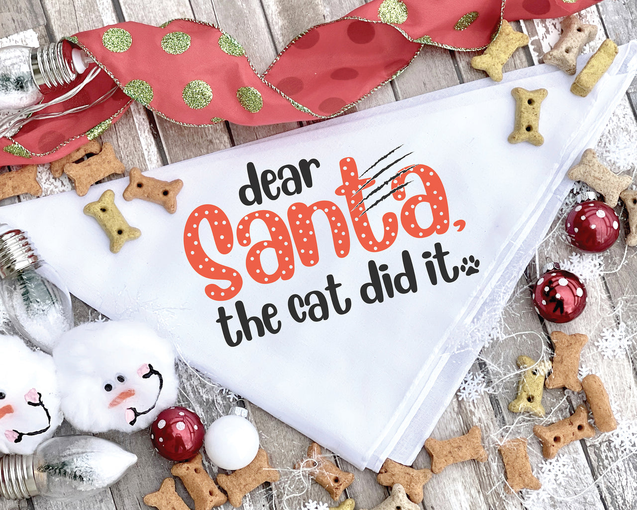 Dear Santa The Cat Did It Dog Bandana SVG