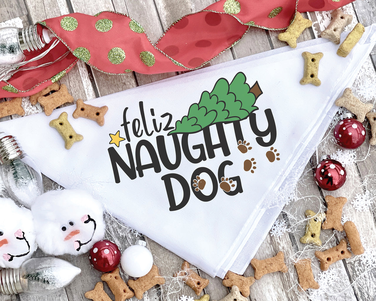 Feliz Naughty Naughty Dog Bandana SVG