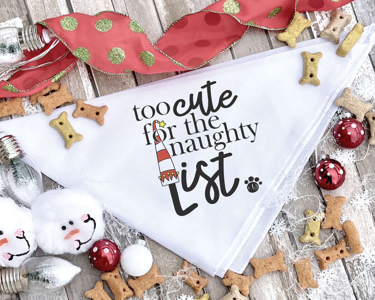 Too Cute For The Naughty List Dog Bandana SVG