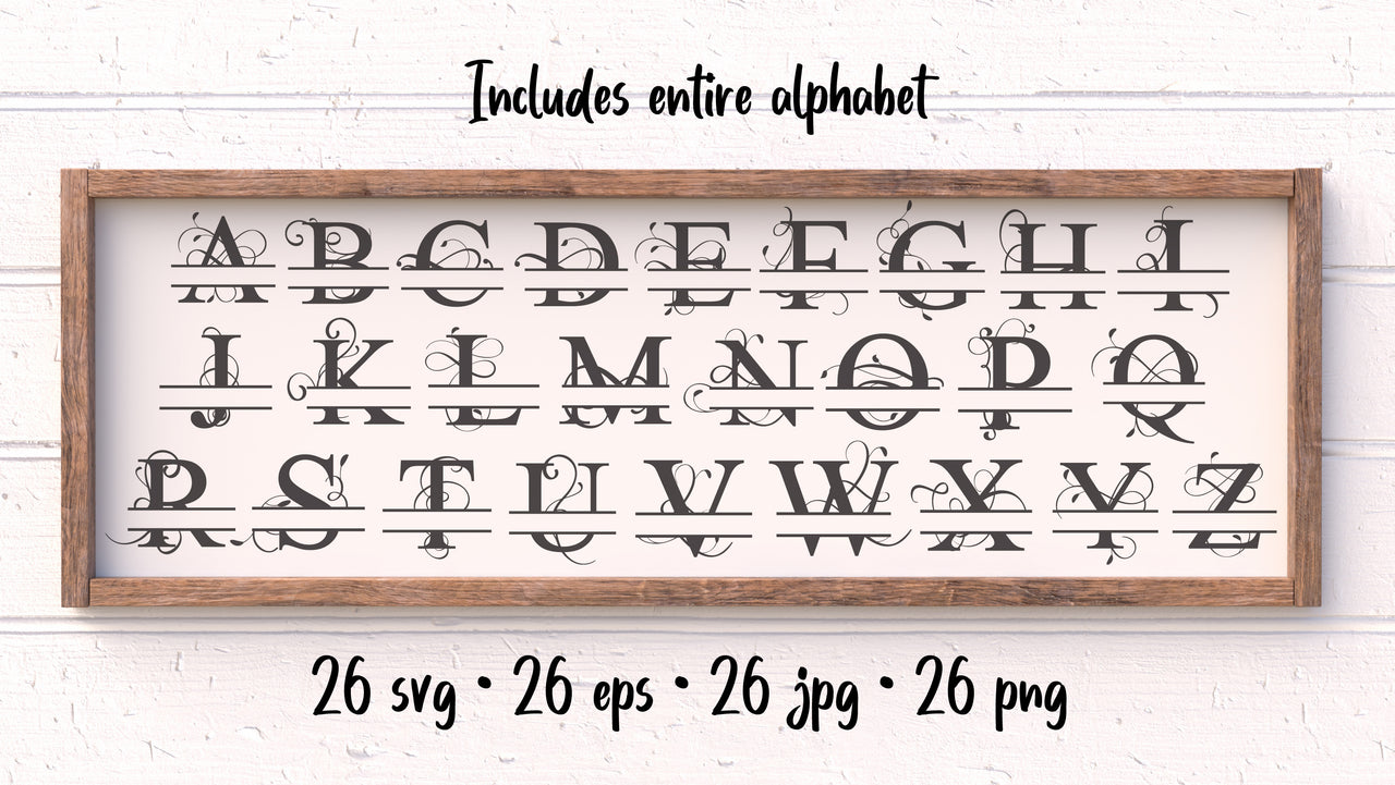 Split Monogram Alphabet SVG